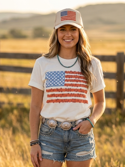 Floral American Flag Graphic Tee