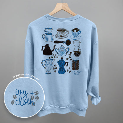 Blue & Brown Coffee Doodles (Back Print)