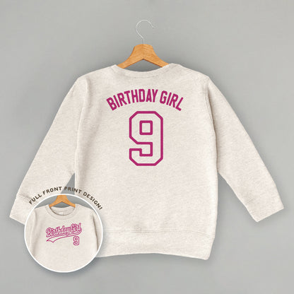 Birthday Girl Varsity #9 (Kids Back Print)
