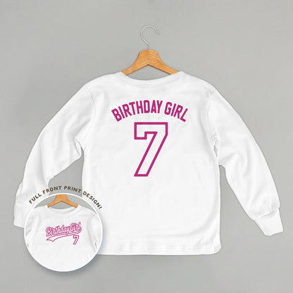 Birthday Girl Varsity #7 (Kids Back Print)