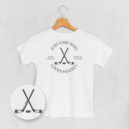 Just A Kid Who Loves Hockey (Kids Back Print)