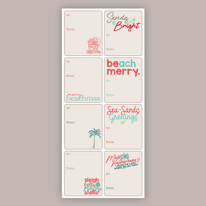Merry Beachmas Holiday Tags (Sticker Sheet)