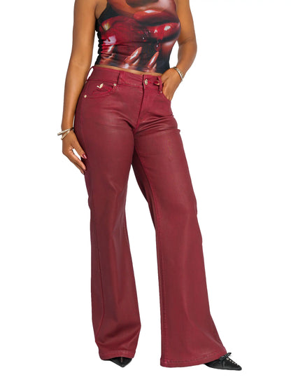 Low Rise Wide Leg Jean - Red Delicious