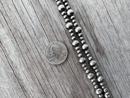 Multi Size Silver Pearl Necklace