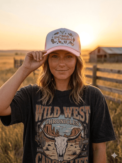 Red, White & Western Trucker Hat